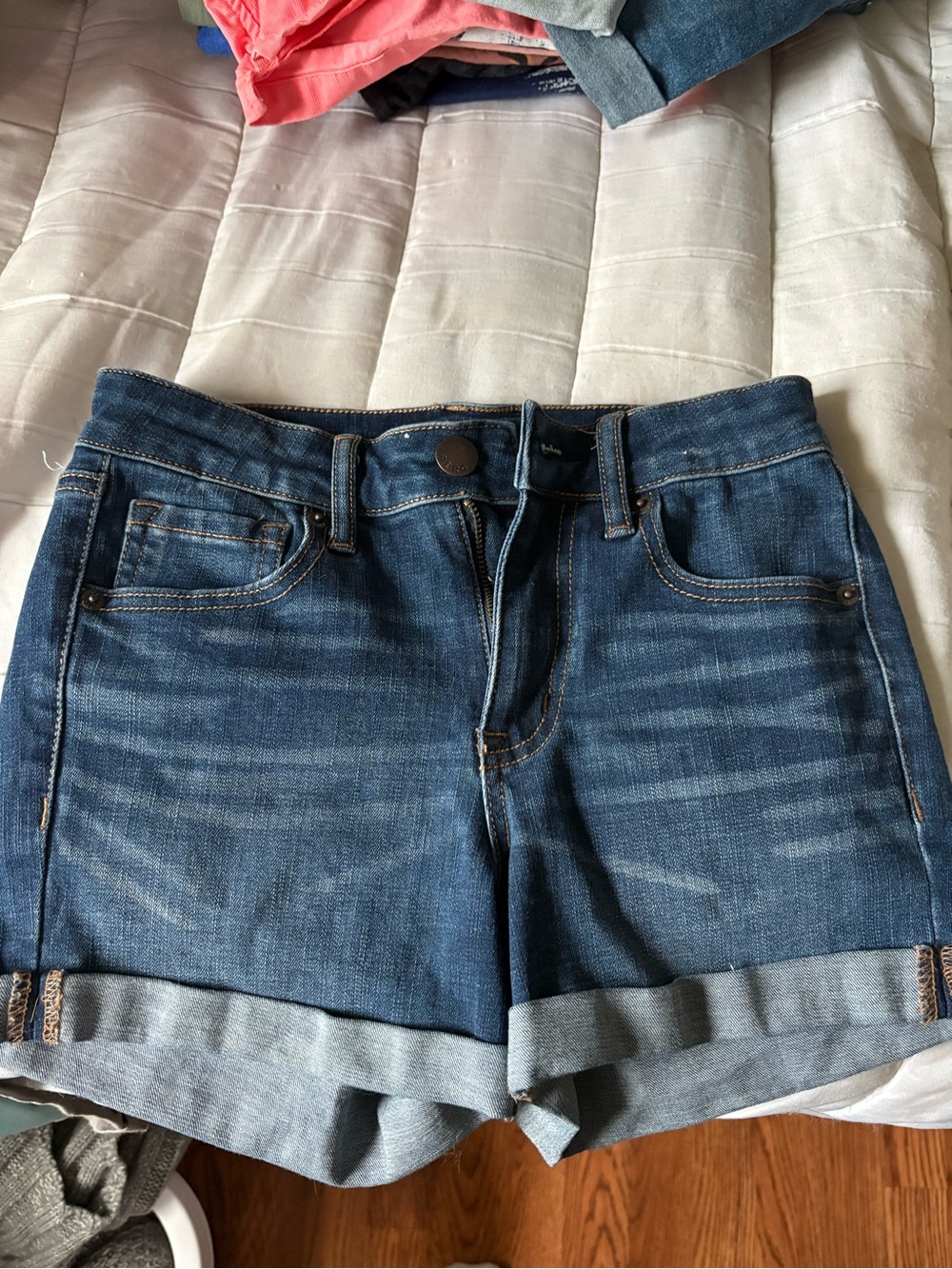 Aeropostale Women's Blue Rolled-Hem Denim Shorts